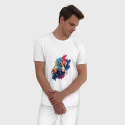 Пижама хлопковая мужская Art всадник, цвет: белый — фото 2