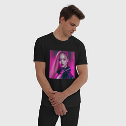 Пижама хлопковая мужская Blackpink Lisa аниме рисунок, цвет: черный — фото 2