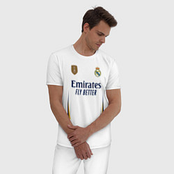 Пижама хлопковая мужская Винисиус Жуниор ФК Реал Мадрид форма 2324 домашняя, цвет: белый — фото 2