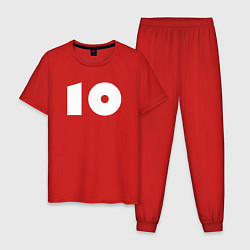 Пижама хлопковая мужская Number 010, цвет: красный