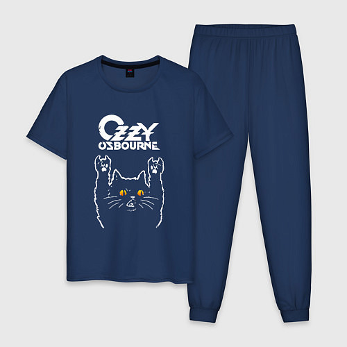 Мужская пижама Ozzy Osbourne rock cat / Тёмно-синий – фото 1