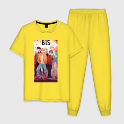 Пижама хлопковая мужская BTS music anime, цвет: желтый