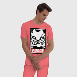 Пижама хлопковая мужская Pudge Poster, цвет: коралловый — фото 2