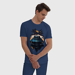 Пижама хлопковая мужская Мощная машина, цвет: тёмно-синий — фото 2
