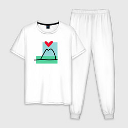 Пижама хлопковая мужская Люблю горы и море, цвет: белый