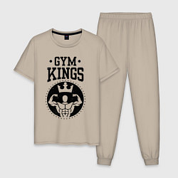 Пижама хлопковая мужская Gym kings, цвет: миндальный
