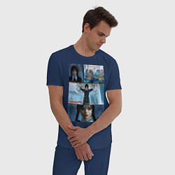 Пижама хлопковая мужская Месть Уэнсдей, цвет: тёмно-синий — фото 2