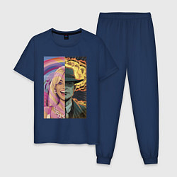 Пижама хлопковая мужская Barbie Oppenheimer, цвет: тёмно-синий