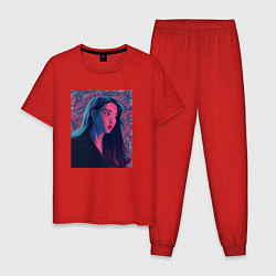 Пижама хлопковая мужская Ли Джиын арт - IU, цвет: красный