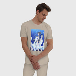 Пижама хлопковая мужская Фука и Кукуру - Акватоп белого песка, цвет: миндальный — фото 2