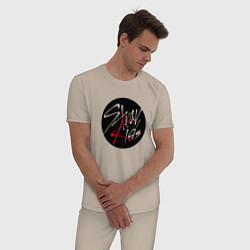 Пижама хлопковая мужская Stray Kids logo, цвет: миндальный — фото 2