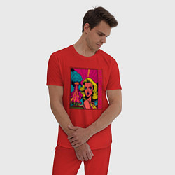Пижама хлопковая мужская Барби Барбенгеймер, цвет: красный — фото 2