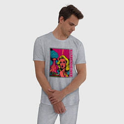 Пижама хлопковая мужская Барби Барбенгеймер, цвет: меланж — фото 2