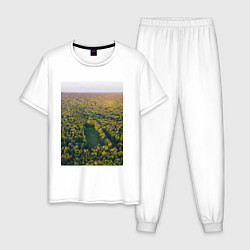 Пижама хлопковая мужская Футбольное поле с высоты, цвет: белый