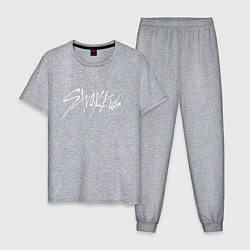 Пижама хлопковая мужская Стрей Кидс logo, цвет: меланж