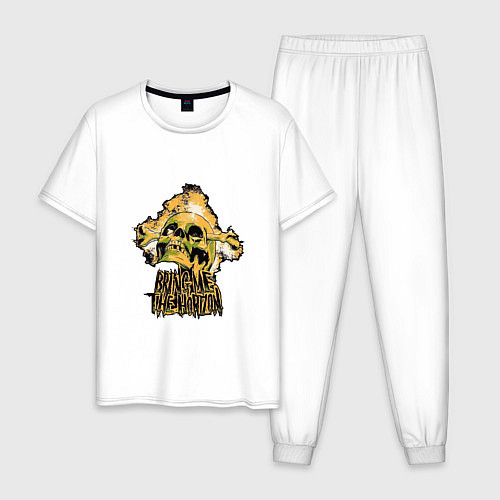 Мужская пижама Желтый череп / Белый – фото 1