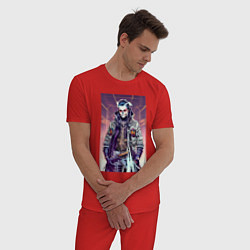 Пижама хлопковая мужская Джонни Депп - хэллоуин - фантазия, цвет: красный — фото 2