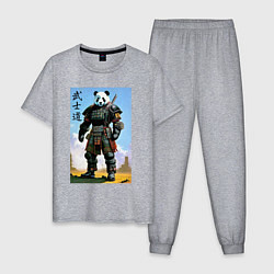 Пижама хлопковая мужская Панда - бусидо - кодекс самурая, цвет: меланж