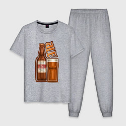 Пижама хлопковая мужская Пиво эль, цвет: меланж
