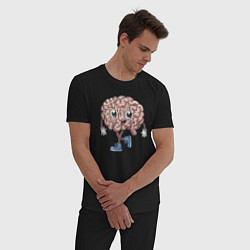 Пижама хлопковая мужская Весёлый мозг, цвет: черный — фото 2