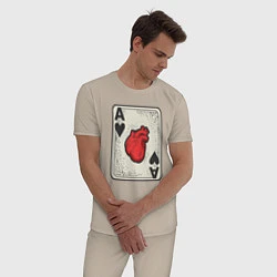 Пижама хлопковая мужская Туз сердца, цвет: миндальный — фото 2