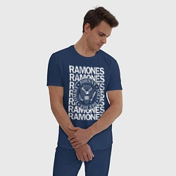 Пижама хлопковая мужская Рамоунз, цвет: тёмно-синий — фото 2