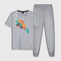 Пижама хлопковая мужская Области Армении, цвет: меланж