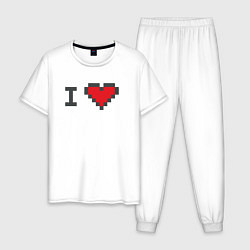 Пижама хлопковая мужская MoMo - 8bit I Love, цвет: белый