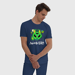 Пижама хлопковая мужская Alien cat, цвет: тёмно-синий — фото 2