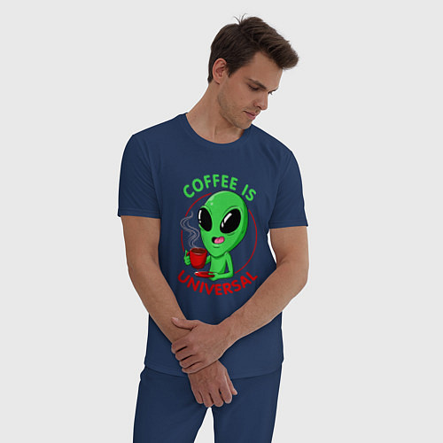 Мужская пижама Coffee is universal / Тёмно-синий – фото 3