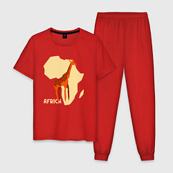Пижама хлопковая мужская Жираф из Африки, цвет: красный
