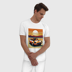 Пижама хлопковая мужская Авто Ягуар, цвет: белый — фото 2