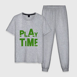 Пижама хлопковая мужская Время играть в футбол, цвет: меланж