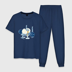 Пижама хлопковая мужская Неудачная попытка - спортивный мем, цвет: тёмно-синий