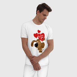Пижама хлопковая мужская Собака с шариками, цвет: белый — фото 2