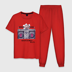 Пижама хлопковая мужская Depeche Mode - No Life Design, цвет: красный