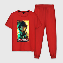 Пижама хлопковая мужская Персонаж Роблокс, цвет: красный