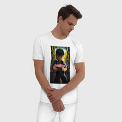 Пижама хлопковая мужская Roblox man and logo, цвет: белый — фото 2