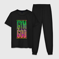 Пижама хлопковая мужская Gym god, цвет: черный