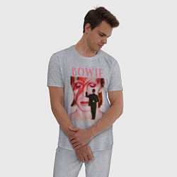 Пижама хлопковая мужская David Bowie 90 Aladdin Sane, цвет: меланж — фото 2