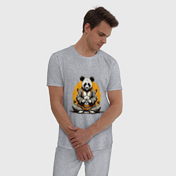 Пижама хлопковая мужская Панда на медитации, цвет: меланж — фото 2