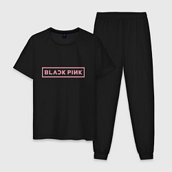 Пижама хлопковая мужская Black pink - logotype - South Korea, цвет: черный