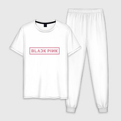 Пижама хлопковая мужская Black pink - logotype - South Korea, цвет: белый