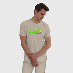 Пижама хлопковая мужская CS2 green logo, цвет: миндальный — фото 2