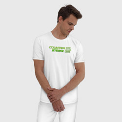 Пижама хлопковая мужская Counter strike 2 green logo, цвет: белый — фото 2