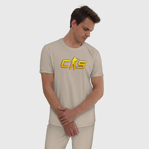 Мужская пижама CS2 yellow logo / Миндальный – фото 3