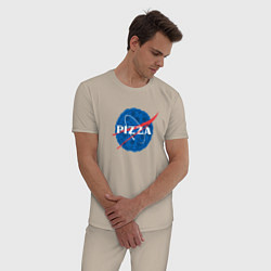 Пижама хлопковая мужская Pizza x NASA, цвет: миндальный — фото 2