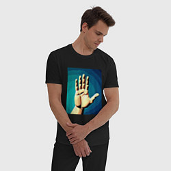 Пижама хлопковая мужская Приветствие рукой, цвет: черный — фото 2