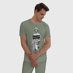 Пижама хлопковая мужская MoMo - Censored, цвет: авокадо — фото 2