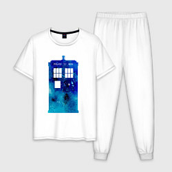 Пижама хлопковая мужская Space tardis, цвет: белый